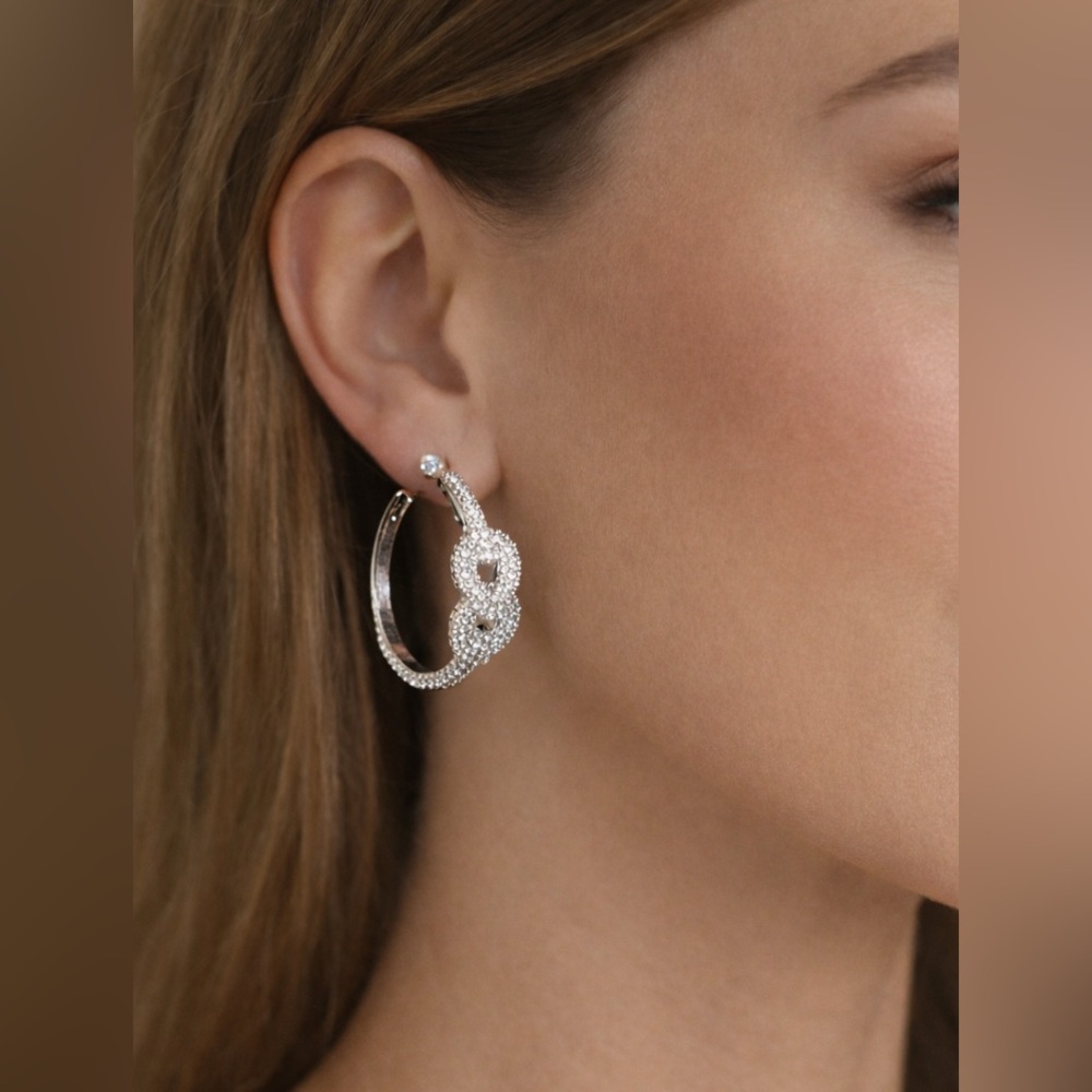 Swarovski Silver and Crystal Hoop Earrings
